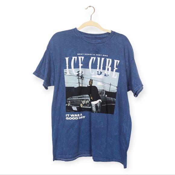 Ice Cube Officially Licensed Blue Tie Dye Graphic HipHop Band Tee - Picture 1 of 6